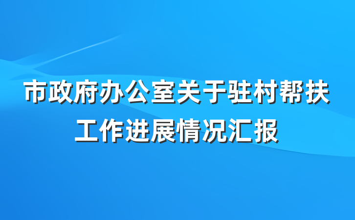 市政府办公室关于驻村帮扶工作进展情况汇报
