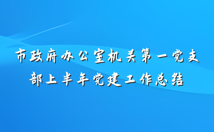 市政府办公室机关第一党支部上半年党建工作总结