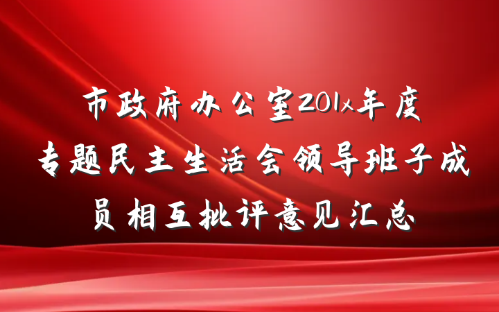 市政府办公室201x年度专题民主生活会领导班子成员相互批评意见汇总
