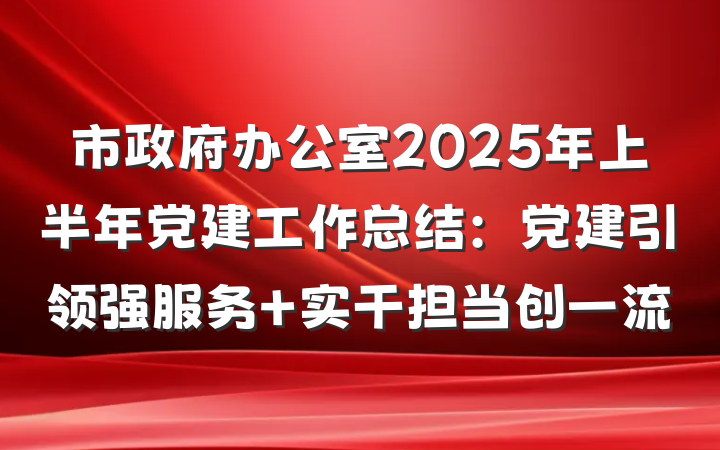 市政府办公室2025年上半年党建工作总结：党建引领强服务 实干担当创一流