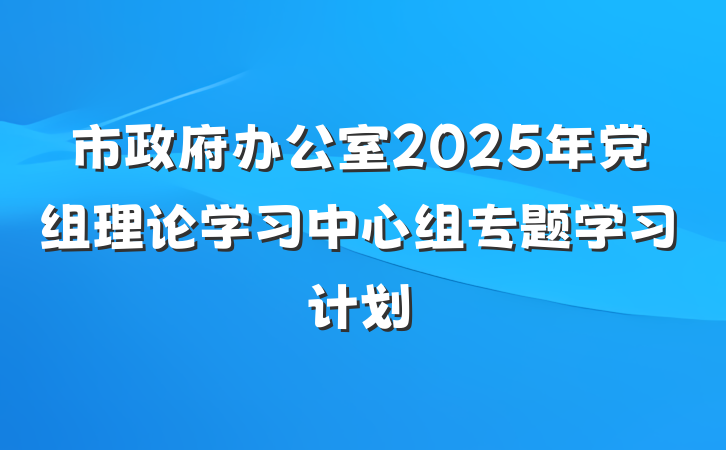 市政府办公室2025年党组理论学习中心组专题学习计划