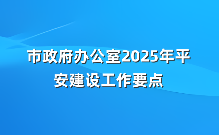 市政府办公室2025年平安建设工作要点