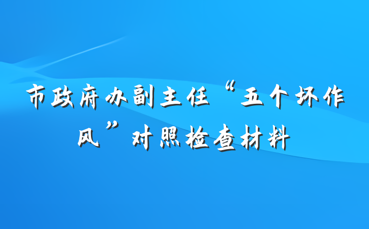 市政府办副主任“五个坏作风”对照检查材料