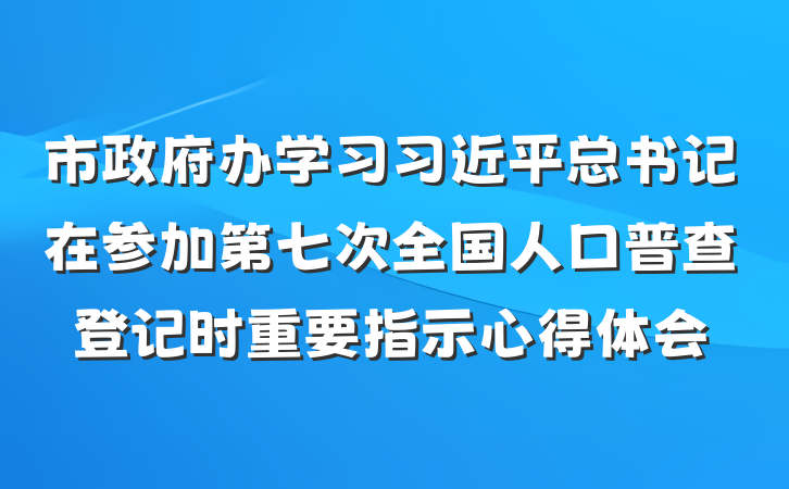 市政府办学习习近平总书记在参加第七次全国人口普查登记时重要指示心得体会