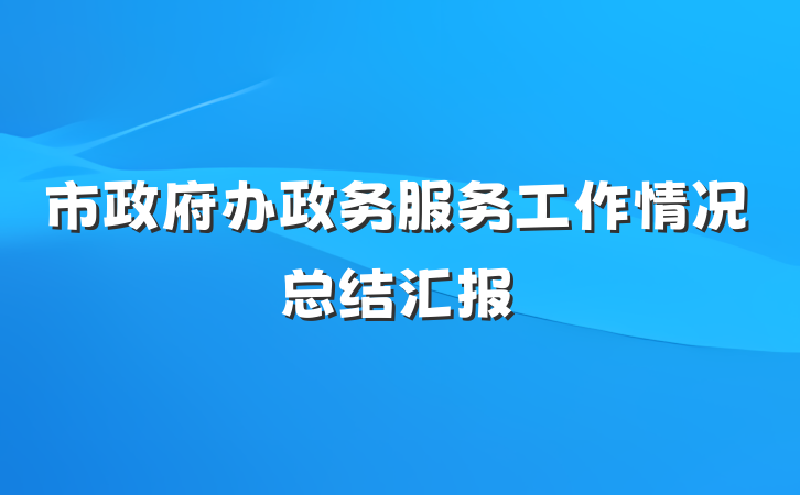 市政府办政务服务工作情况总结汇报