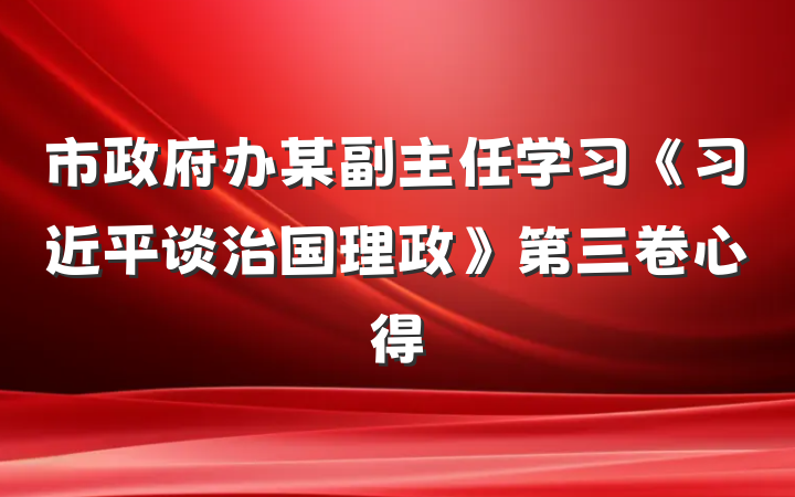 市政府办某副主任学习《习近平谈治国理政》第三卷心得