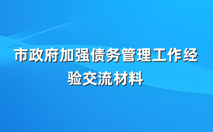 市政府加强债务管理工作经验交流材料