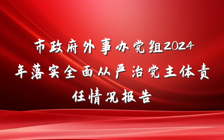 市政府外事办党组2024年落实全面从严治党主体责任情况报告