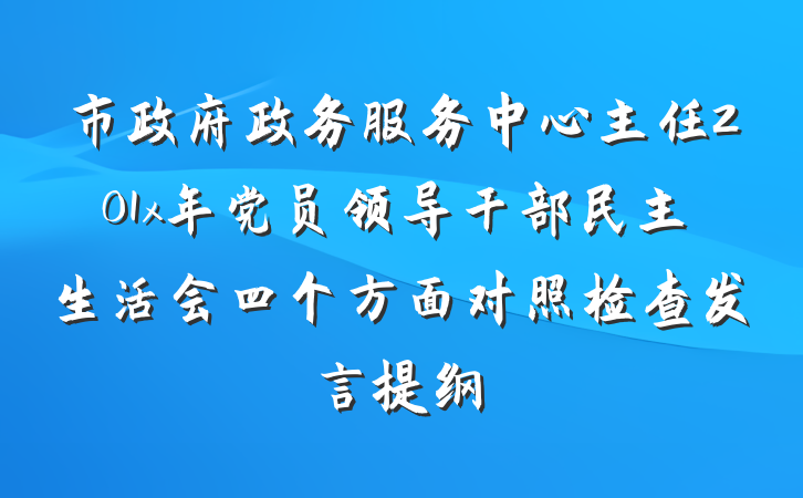 市政府政务服务中心主任201x年党员领导干部民主生活会四个方面对照检查发言提纲