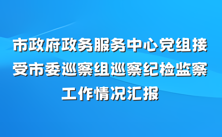 市政府政务服务中心党组接受市委巡察组巡察纪检监察工作情况汇报