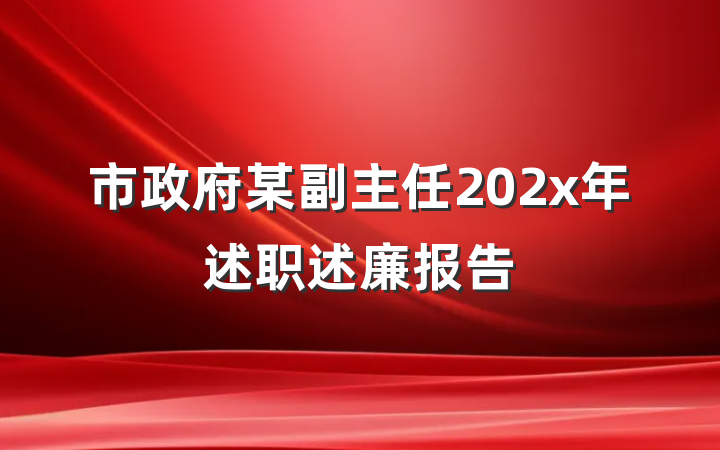 市政府某副主任202x年述职述廉报告