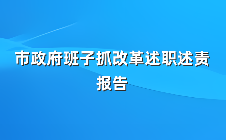 市政府班子抓改革述职述责报告