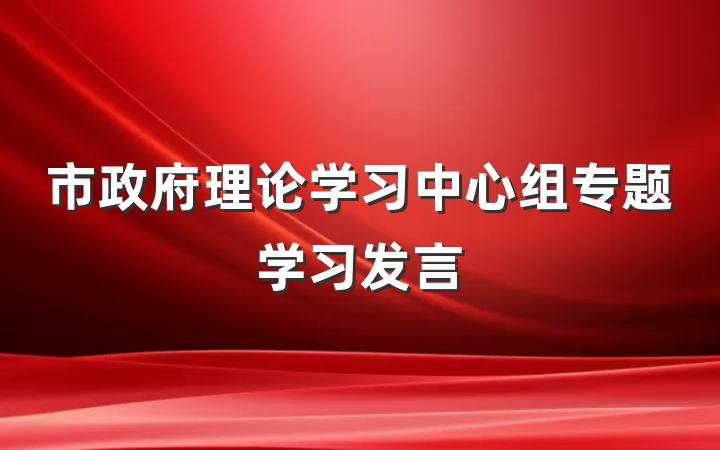 市政府理论学习中心组专题学习发言