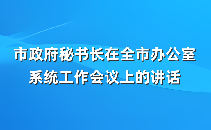 市政府秘书长在全市办公室系统工作会议上的讲话