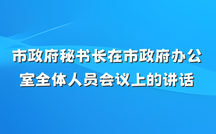市政府秘书长在市政府办公室全体人员会议上的讲话