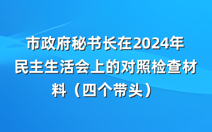 市政府秘书长在2024年民主生活会上的对照检查材料（四个带头）