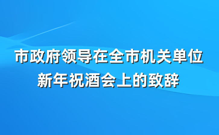 市政府领导在全市机关单位新年祝酒会上的致辞