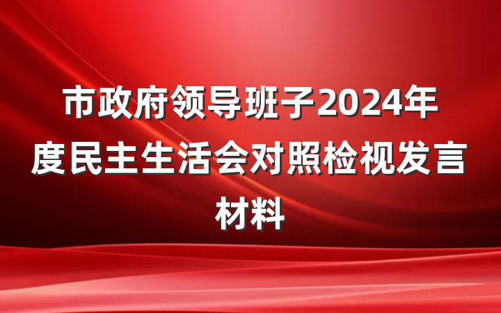 市政府领导班子2024年度民主生活会对照检视发言材料