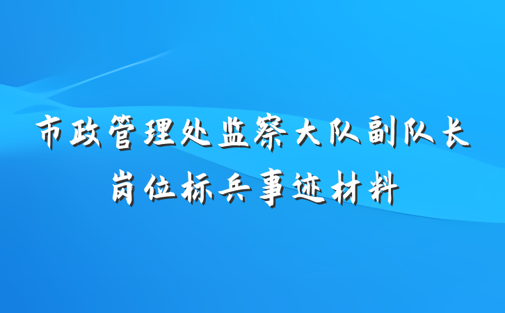 市政管理处监察大队副队长岗位标兵事迹材料
