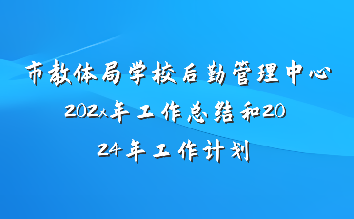 市教体局学校后勤管理中心202x年工作总结和2024年工作计划