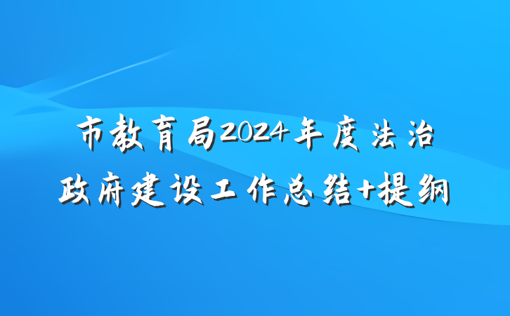 市教育局2024年度法治政府建设工作总结 提纲