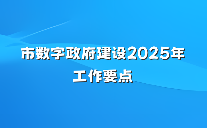 市数字政府建设2025年工作要点