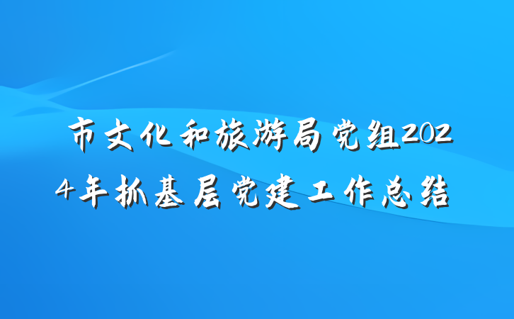 市文化和旅游局党组2024年抓基层党建工作总结