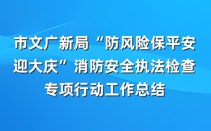市文广新局“防风险保平安迎大庆”消防安全执法检查专项行动工作总结