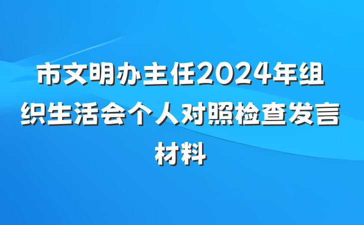市文明办主任2024年组织生活会个人对照检查发言材料