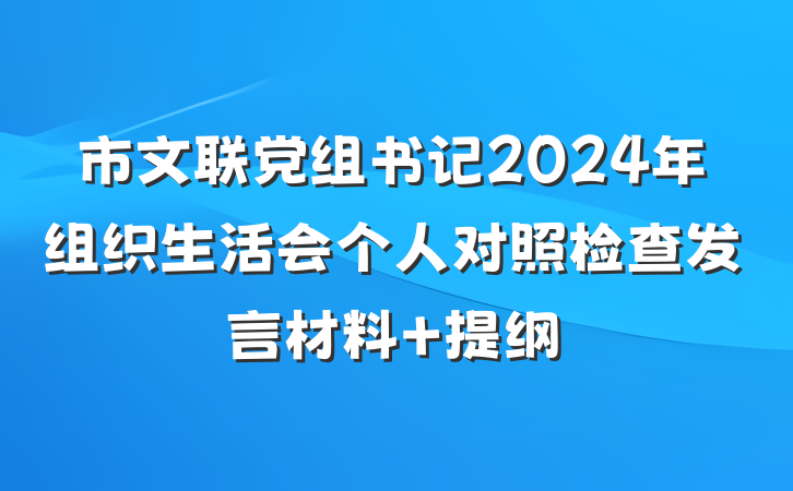 市文联党组书记2024年组织生活会个人对照检查发言材料 提纲