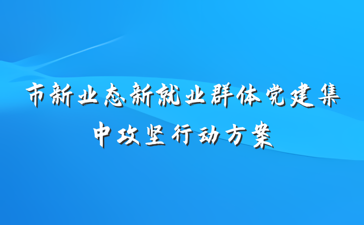市新业态新就业群体党建集中攻坚行动方案