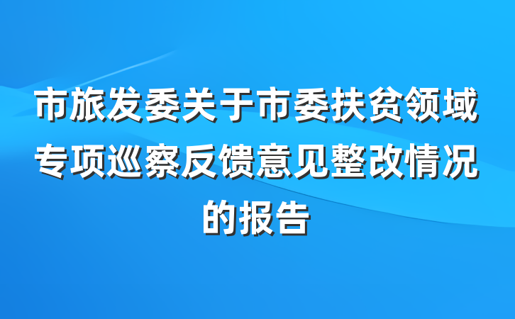 市旅发委关于市委扶贫领域专项巡察反馈意见整改情况的报告