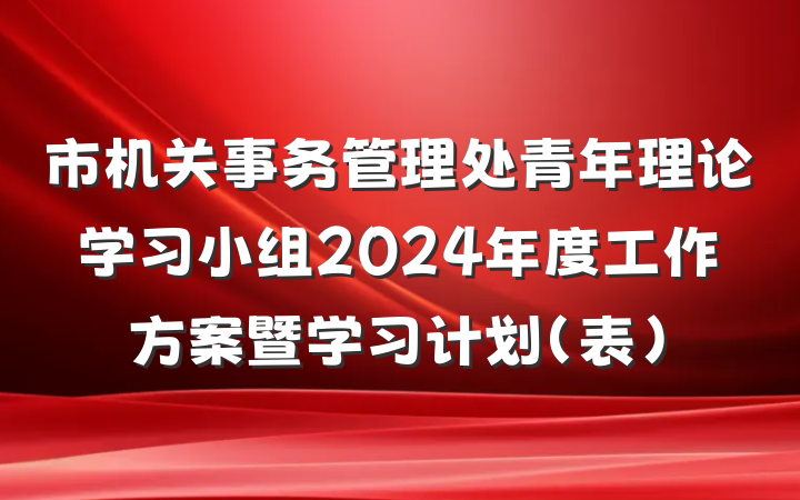 市机关事务管理处青年理论学习小组2024年度工作方案暨学习计划（表）