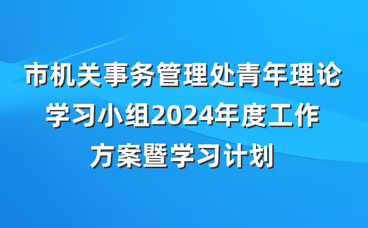市机关事务管理处青年理论学习小组2024年度工作方案暨学习计划