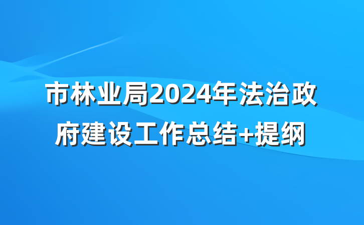 市林业局2024年法治政府建设工作总结 提纲