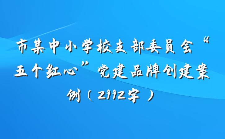 市某中小学校支部委员会“五个红心”党建品牌创建案例（2992字）
