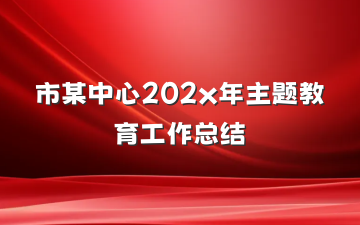 市某中心202x年主题教育工作总结
