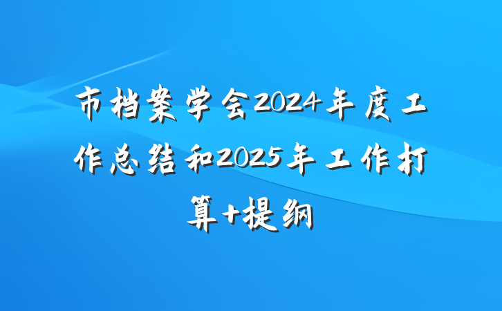 市档案学会2024年度工作总结和2025年工作打算 提纲
