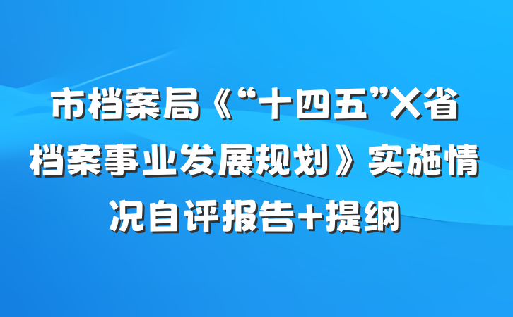 市档案局《“十四五”X省档案事业发展规划》实施情况自评报告 提纲