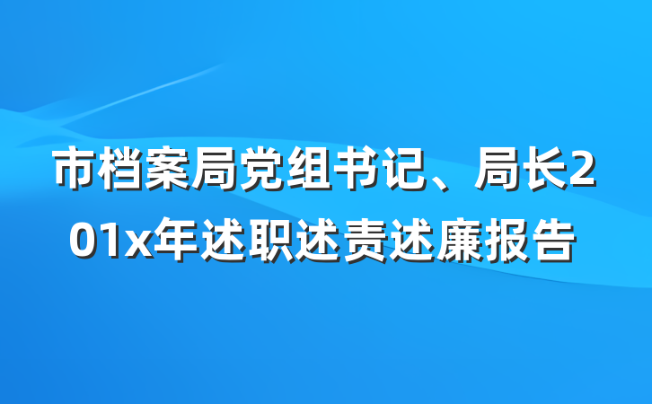 市档案局党组书记、局长201x年述职述责述廉报告