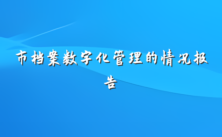 市档案数字化管理的情况报告