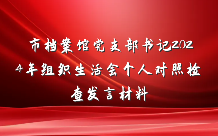 市档案馆党支部书记2024年组织生活会个人对照检查发言材料