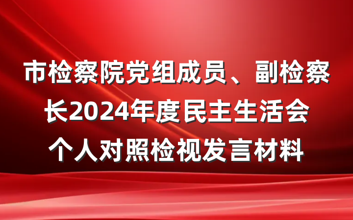 市检察院党组成员、副检察长2024年度民主生活会个人对照检视发言材料