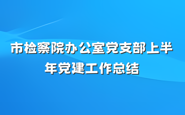 市检察院办公室党支部上半年党建工作总结