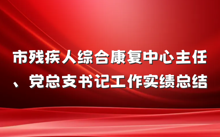 市残疾人综合康复中心主任、党总支书记工作实绩总结