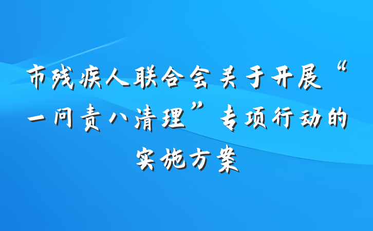 市残疾人联合会关于开展“一问责八清理”专项行动的实施方案