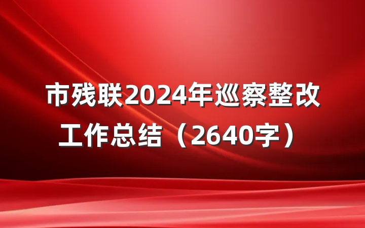 市残联2024年巡察整改工作总结（2640字）