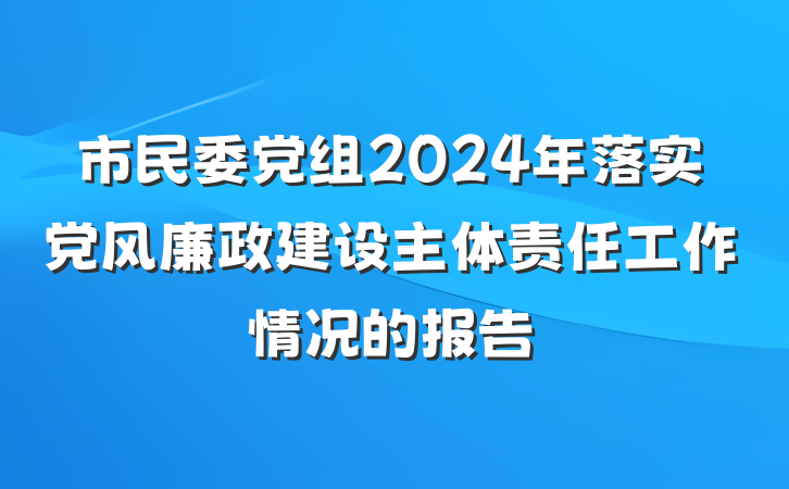 市民委党组2024年落实党风廉政建设主体责任工作情况的报告