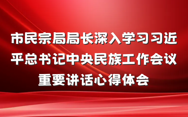 市民宗局局长深入学习习近平总书记中央民族工作会议重要讲话心得体会