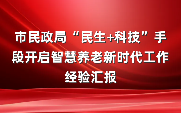 市民政局“民生+科技”手段开启智慧养老新时代工作经验汇报